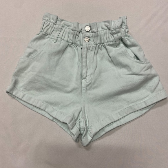 PacSun Pants - Pacsun Mom Shorts Womens Sz Small Mint Green Denim High Waist Paper Bag Waist